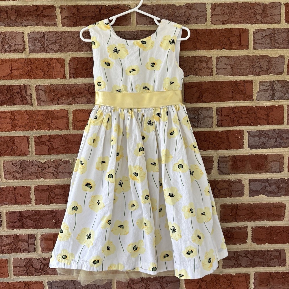 Vintage Yellow Poppy Tulle Slip Dress Girls 5‎ 100% Cotton Cottagecore by UR IT